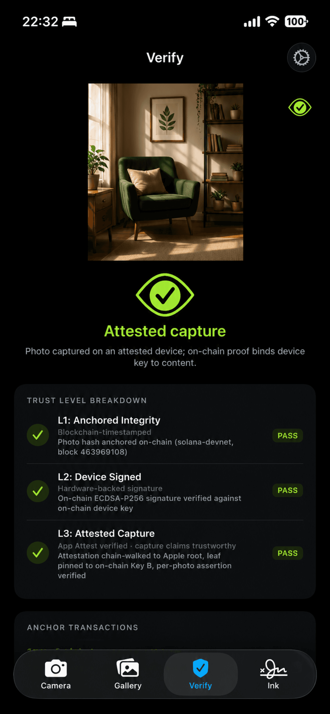 TrustEye verify screen